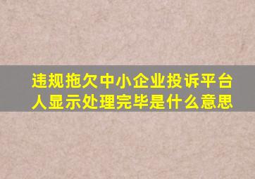 违规拖欠中小企业投诉平台人显示处理完毕是什么意思