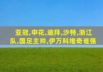 亚冠,申花,迪拜,沙特,浙江队,国足主帅,伊万科维奇谁强
