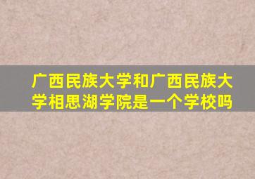 广西民族大学和广西民族大学相思湖学院是一个学校吗