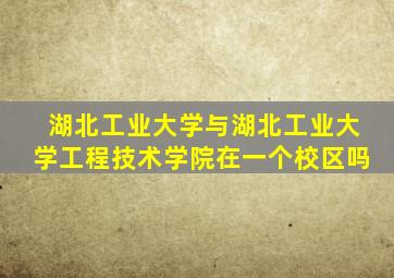 湖北工业大学与湖北工业大学工程技术学院在一个校区吗